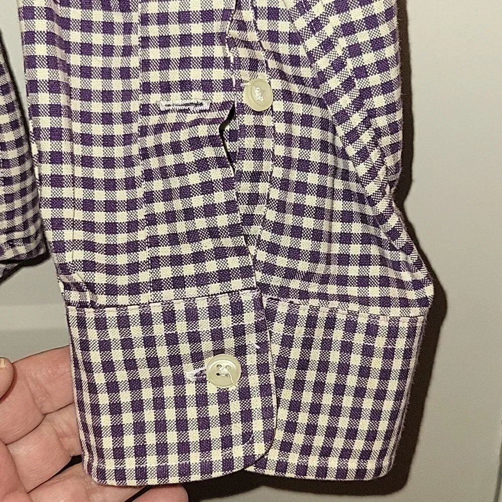 Ralph Lauren Purple Plaid Gingham Custom fit Button Down Shirt Size L